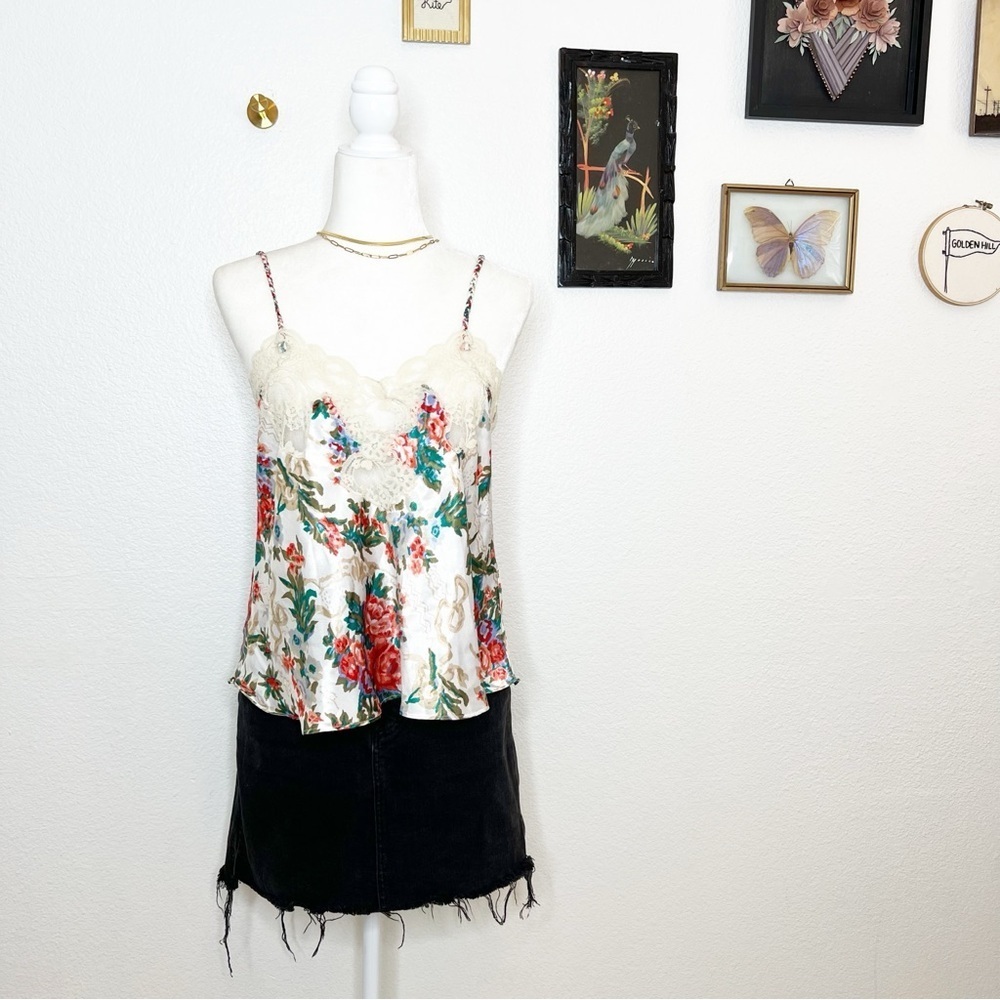 Vintage Victoria's Secret floral lace satin cami M/L